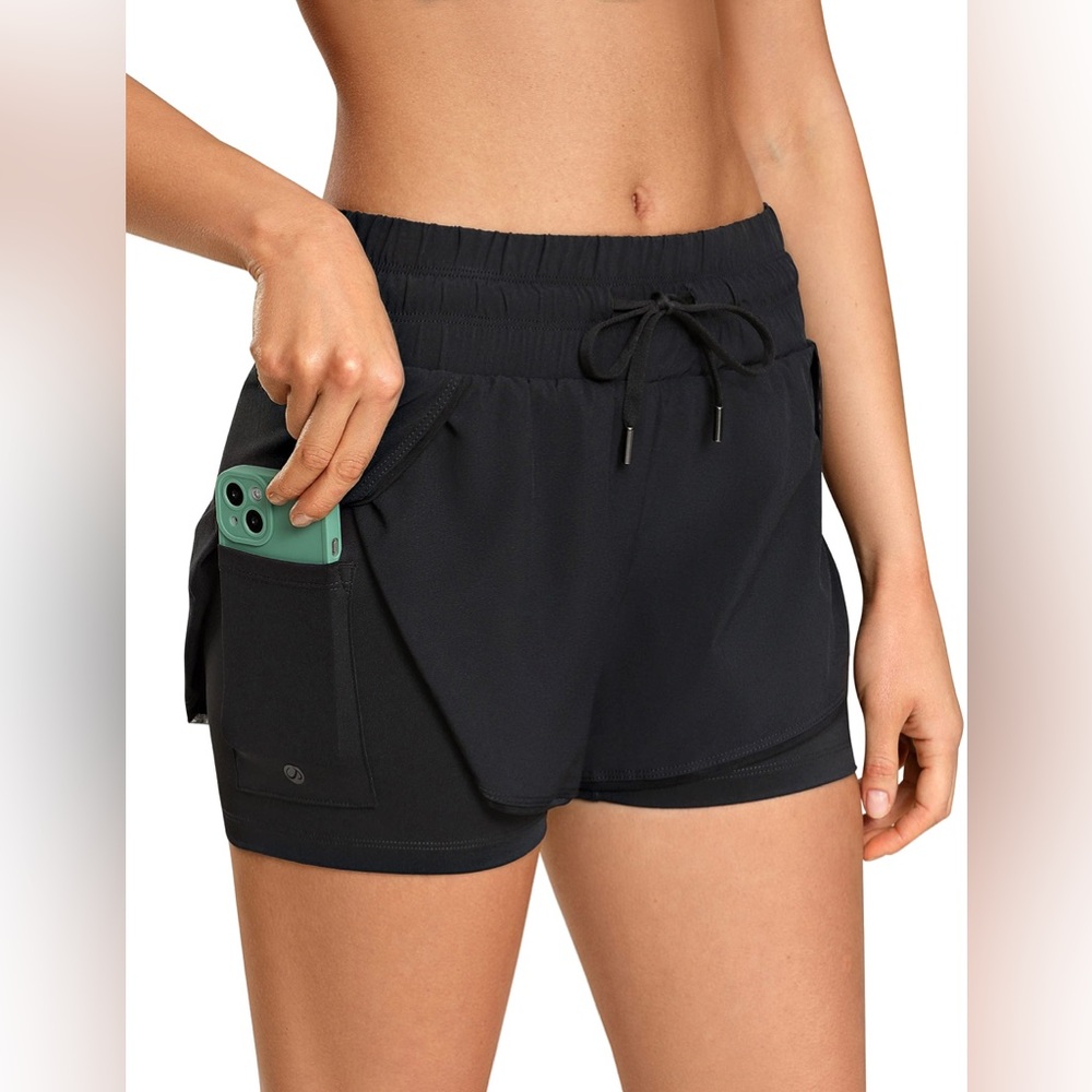crz yoga women's running shorts with liner and pocket